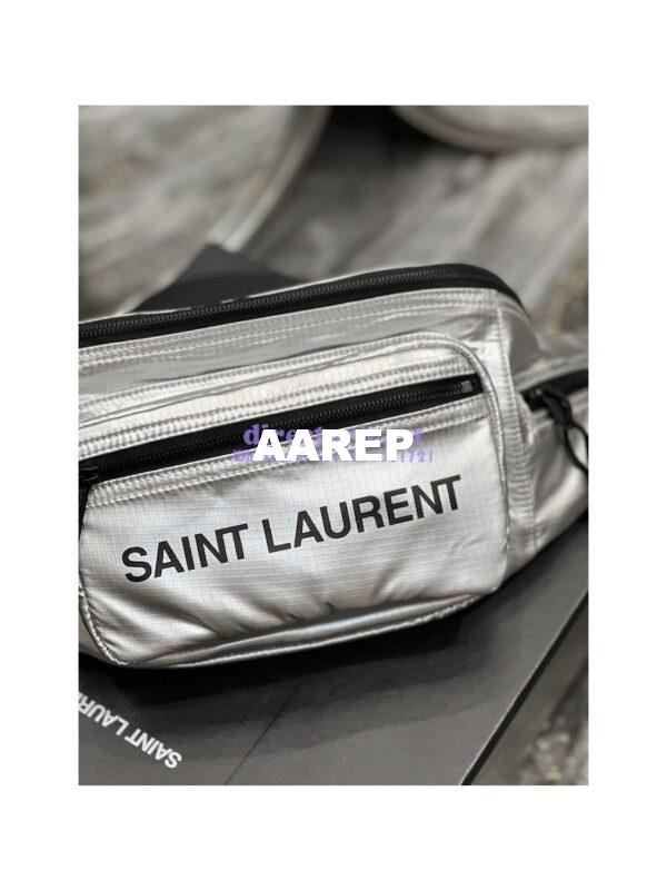 Replica YSL Saint Laurent Nuxx Crossbody Bag In Metallized Nylon 581375 Platinum 6
