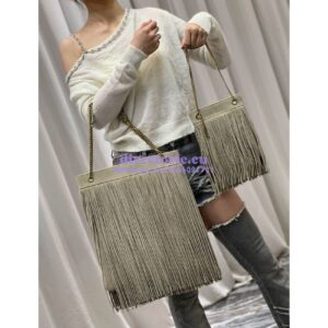 Replica YSL Saint Laurent Grace Large Hobo Bag In Suede 6337521 Taupe 2