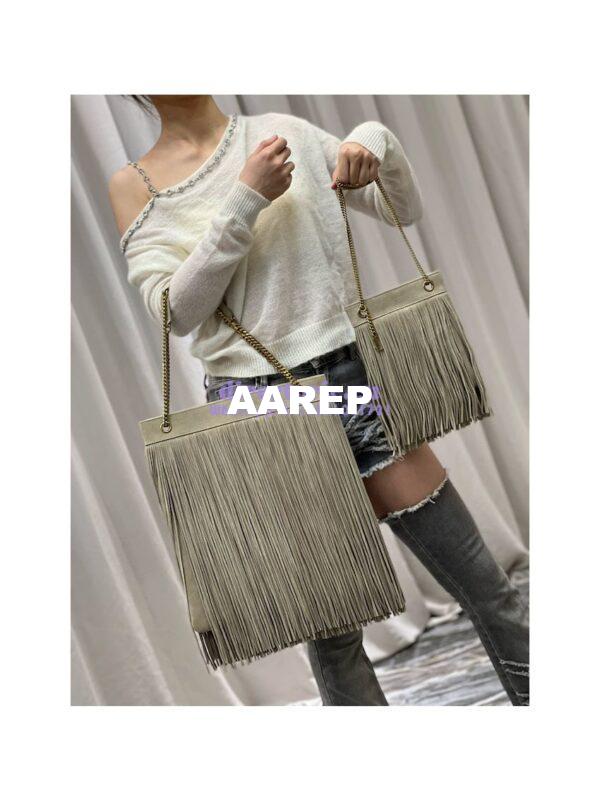 Replica YSL Saint Laurent Grace Large Hobo Bag In Suede 6337521 Taupe 4