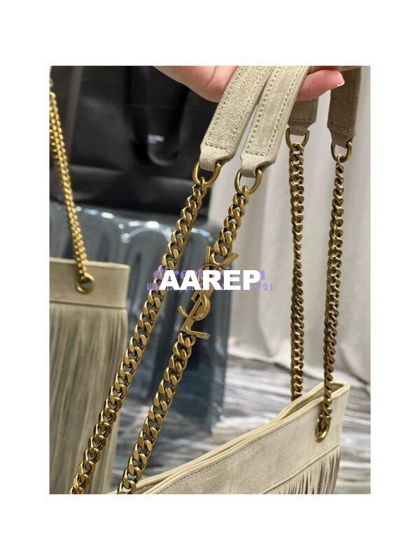Replica YSL Saint Laurent Grace Large Hobo Bag In Suede 6337521 Taupe 9