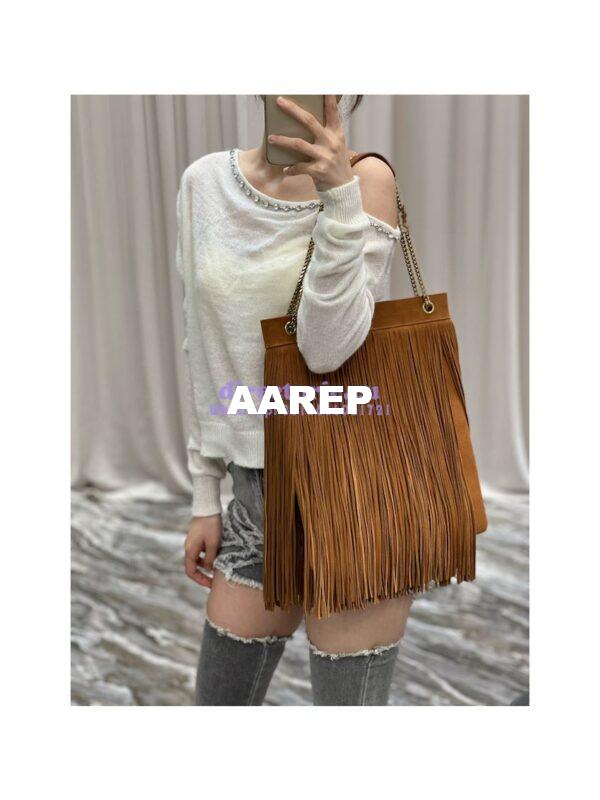 Replica YSL Saint Laurent Grace Large Hobo Bag In Suede 6337521 Tan 3