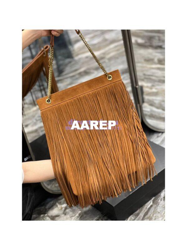 Replica YSL Saint Laurent Grace Large Hobo Bag In Suede 6337521 Tan 6
