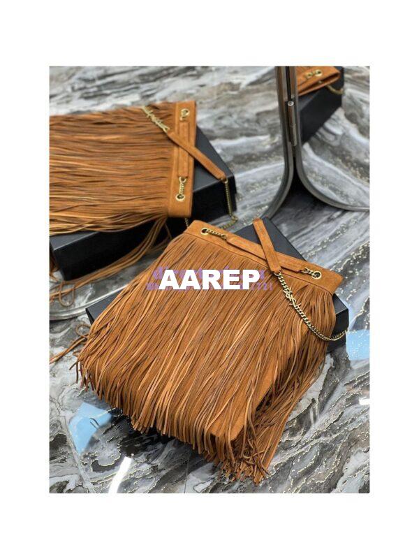 Replica YSL Saint Laurent Grace Large Hobo Bag In Suede 6337521 Tan 8