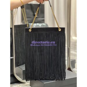 Replica YSL Saint Laurent Grace Large Hobo Bag In Suede 6337521 Black 2
