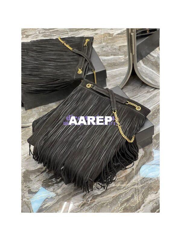 Replica YSL Saint Laurent Grace Large Hobo Bag In Suede 6337521 Black 9