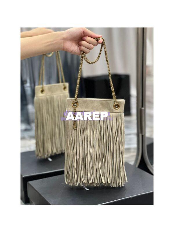 Replica YSL Saint Laurent Grace Small Chain Bag In Suede 6337530 Taupe 3