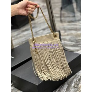 Replica YSL Saint Laurent Grace Small Chain Bag In Suede 6337530 Taupe 2