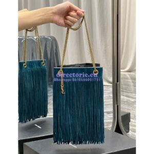 Replica YSL Saint Laurent Grace Small Chain Bag In Suede 6337530 Sea Turquoise