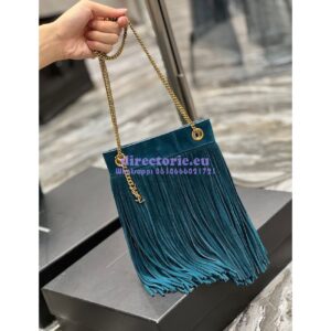 Replica YSL Saint Laurent Grace Small Chain Bag In Suede 6337530 Sea Turquoise 2