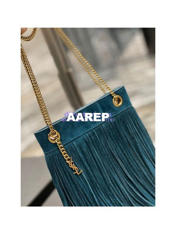 Replica YSL Saint Laurent Grace Small Chain Bag In Suede 6337530 Sea Turquoise 5