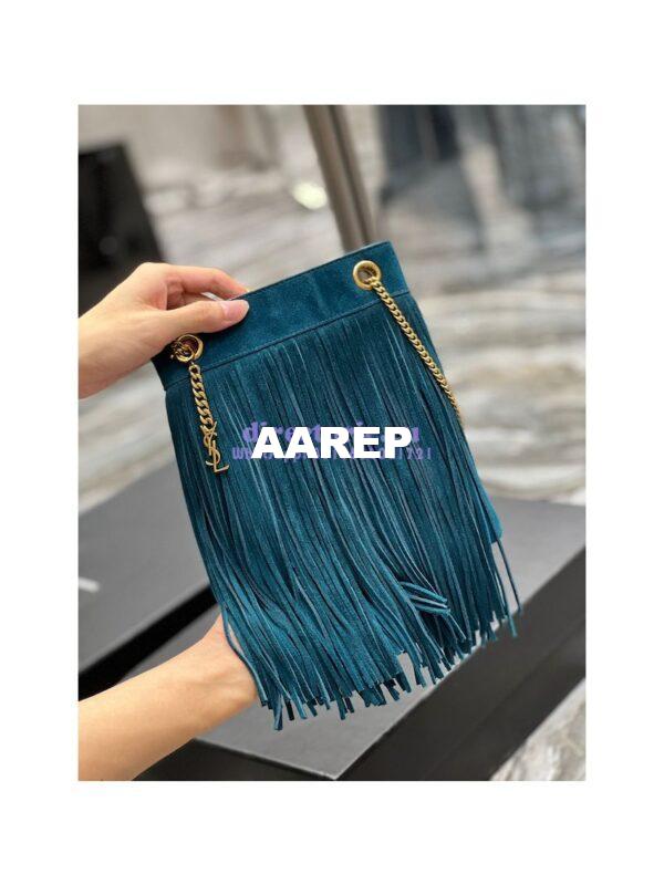 Replica YSL Saint Laurent Grace Small Chain Bag In Suede 6337530 Sea Turquoise 7