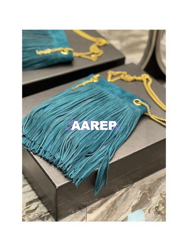 Replica YSL Saint Laurent Grace Small Chain Bag In Suede 6337530 Sea Turquoise 10