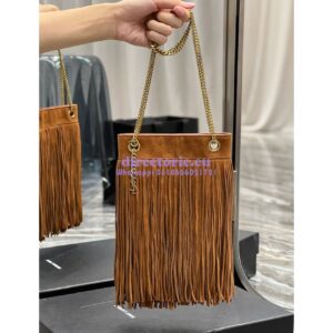 Replica YSL Saint Laurent Grace Small Chain Bag In Suede 6337530 Tan 2