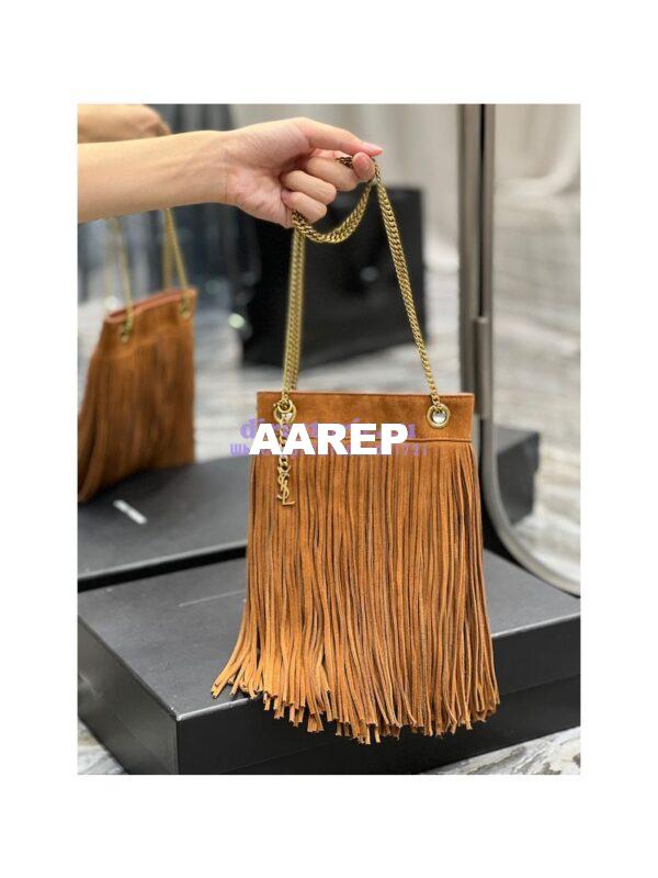 Replica YSL Saint Laurent Grace Small Chain Bag In Suede 6337530 Tan 6