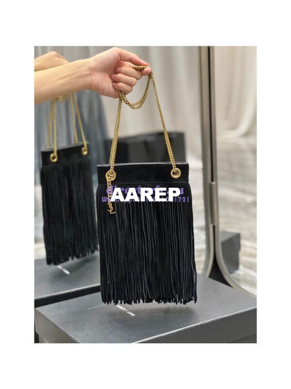 Replica YSL Saint Laurent Grace Small Chain Bag In Suede 6337530 Black 3