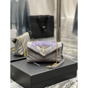 Replica YSL Saint Laurent Mini Loulou Puffer Toy Bag In Quilted Lambskin Fog