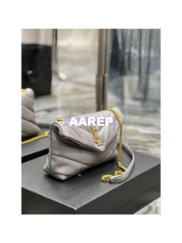 Replica YSL Saint Laurent Mini Loulou Puffer Toy Bag In Quilted Lambskin Fog 4