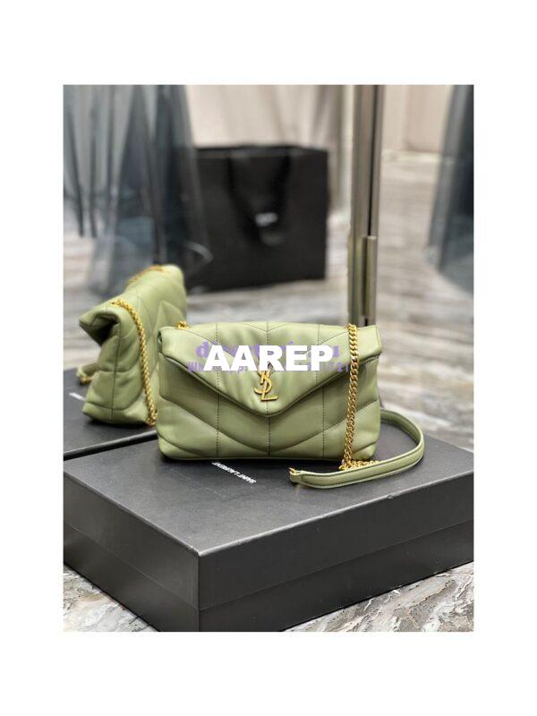Replica YSL Saint Laurent Mini Loulou Puffer Toy Bag In Quilted Lambskin Pistache