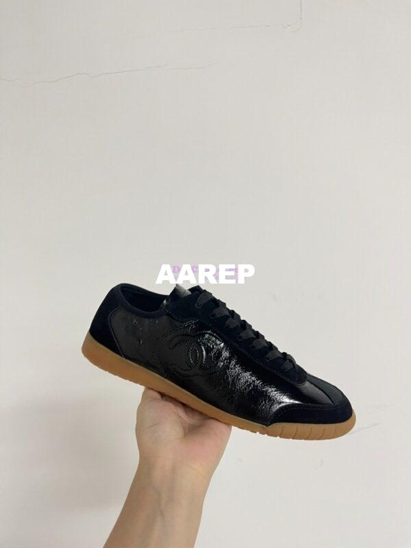 Replica Chanel 24P Calfskin & Suede Calfskin Trainers G45996 Black 3