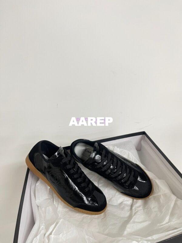 Replica Chanel 24P Calfskin & Suede Calfskin Trainers G45996 Black 4