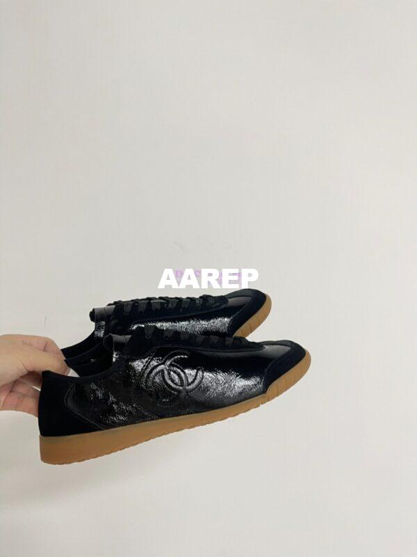 Replica Chanel 24P Calfskin & Suede Calfskin Trainers G45996 Black 6