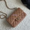Replica Chanel Small Classic Flap CF Bag Quilted Caviar Shining Light Gold Hardware 20cm in Dark Blue 2