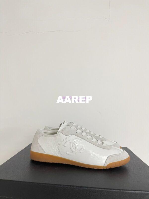 Replica Chanel 24P Calfskin & Suede Calfskin Trainers G45996 White