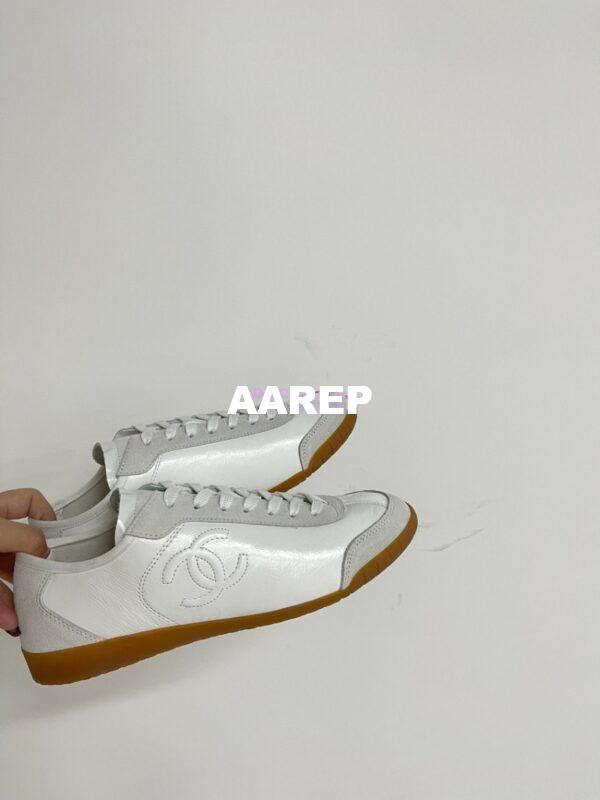 Replica Chanel 24P Calfskin & Suede Calfskin Trainers G45996 White 2