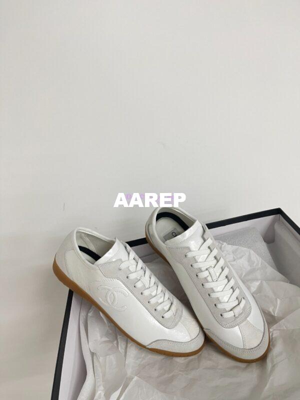 Replica Chanel 24P Calfskin & Suede Calfskin Trainers G45996 White 4