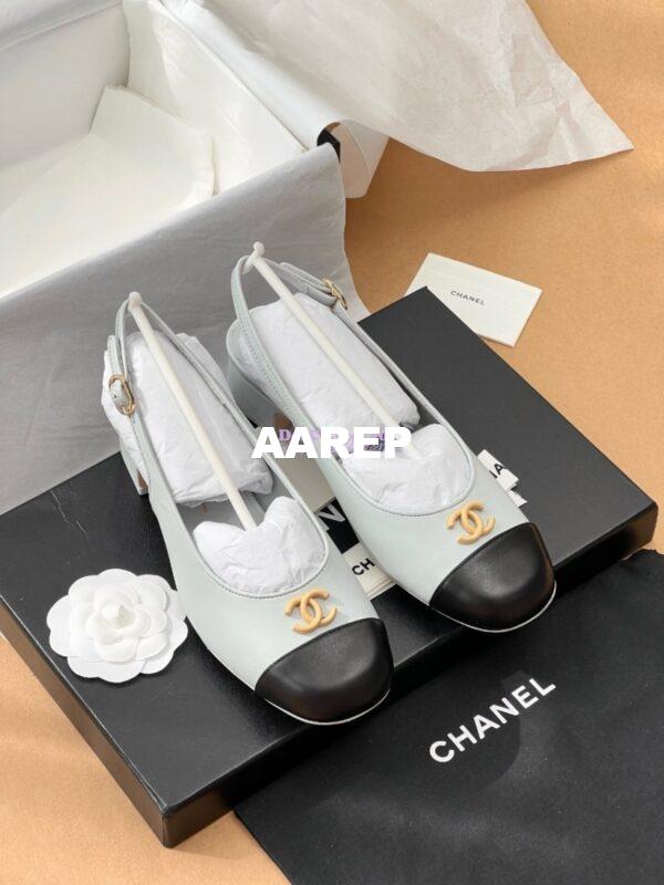Replica Chanel 24A Calfskin Slingbacks G45768 light Blue