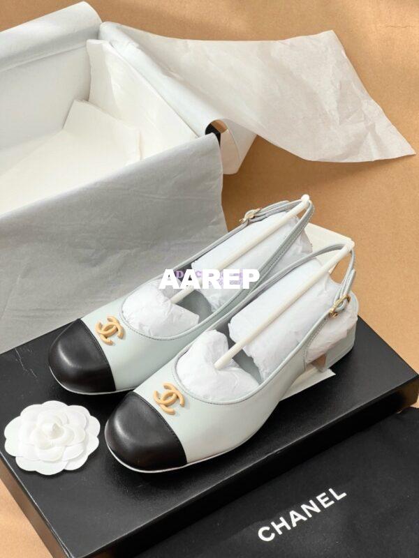 Replica Chanel 24A Calfskin Slingbacks G45768 light Blue 2
