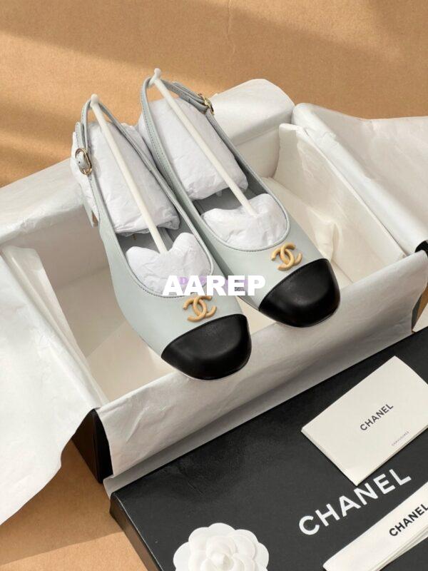 Replica Chanel 24A Calfskin Slingbacks G45768 light Blue 5