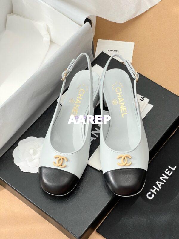 Replica Chanel 24A Calfskin Slingbacks G45768 light Blue 8