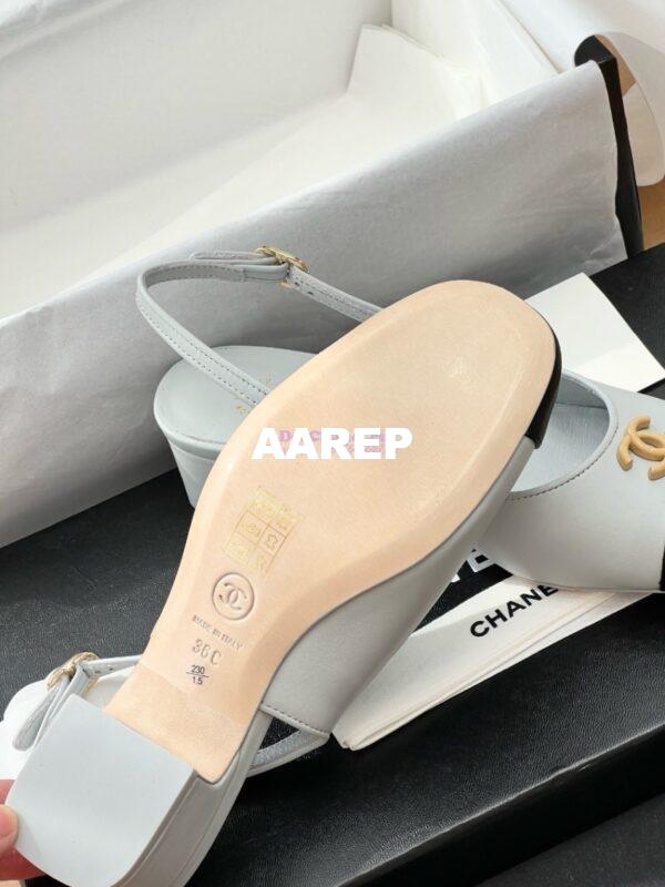 Replica Chanel 24A Calfskin Slingbacks G45768 light Blue 9