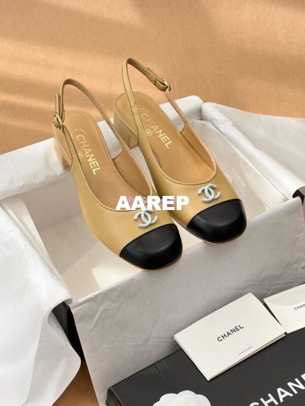 Replica Chanel 24A Calfskin Slingbacks G45768 Beige 3