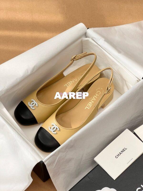 Replica Chanel 24A Calfskin Slingbacks G45768 Beige 4