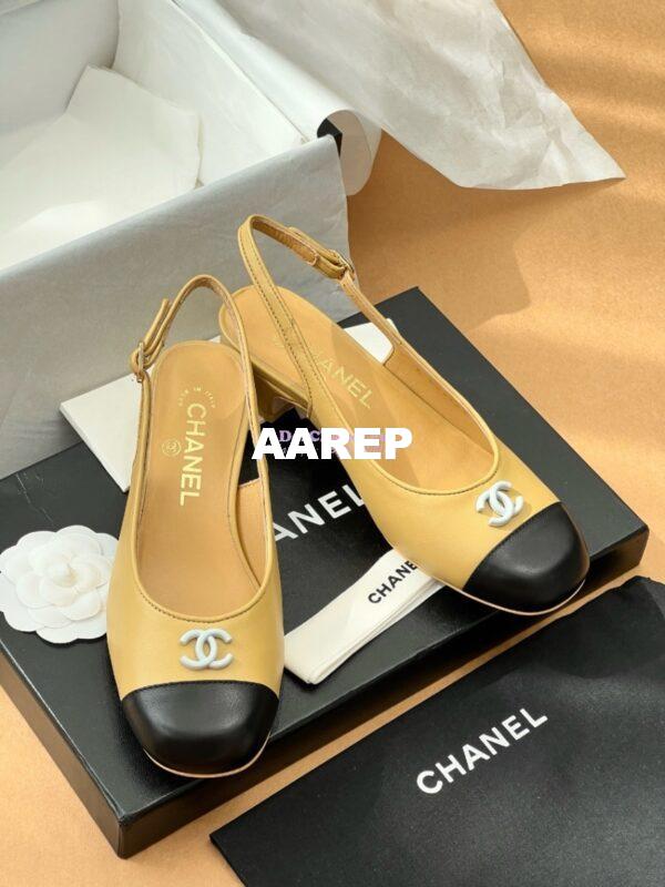 Replica Chanel 24A Calfskin Slingbacks G45768 Beige 5