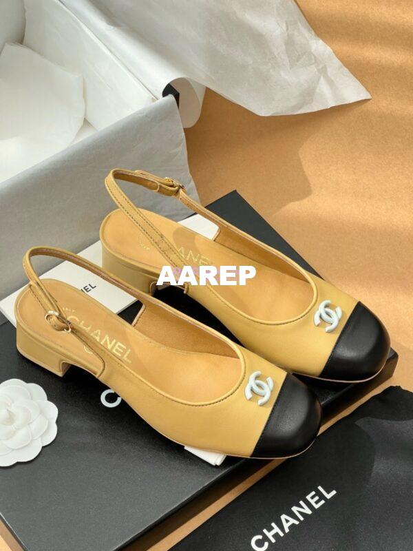 Replica Chanel 24A Calfskin Slingbacks G45768 Beige 6