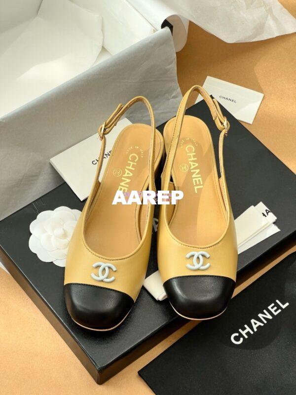 Replica Chanel 24A Calfskin Slingbacks G45768 Beige 8