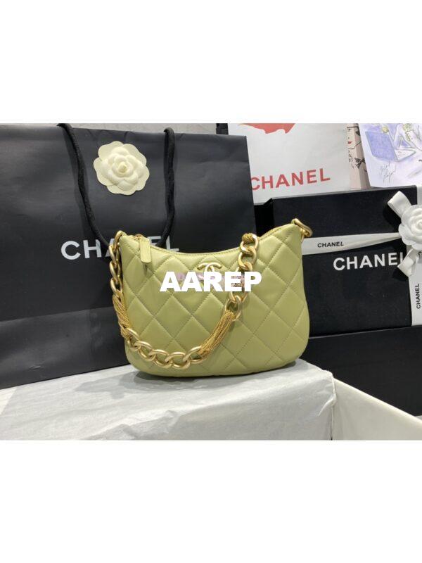 Replica Chanel Hobo Handbag Lambskin AS4220 Green 4