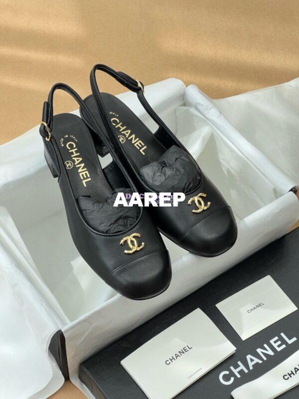 Replica Chanel 24A Calfskin Slingbacks G45768 Black 2