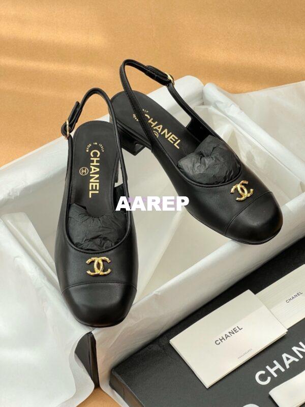 Replica Chanel 24A Calfskin Slingbacks G45768 Black 3