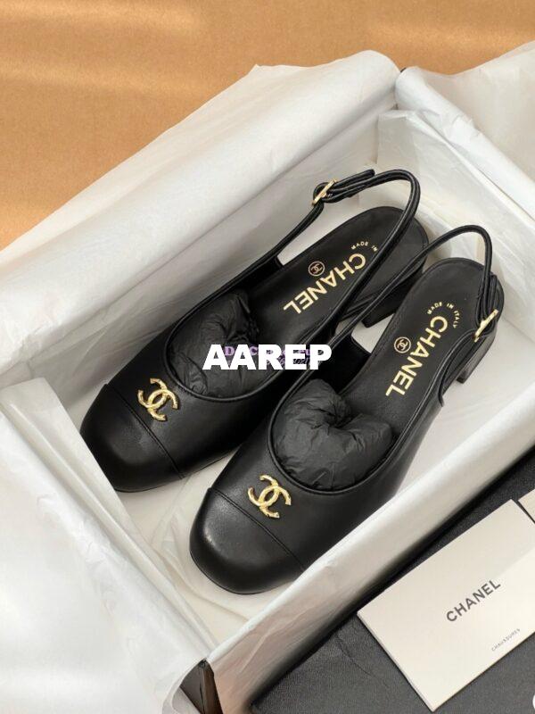 Replica Chanel 24A Calfskin Slingbacks G45768 Black 5