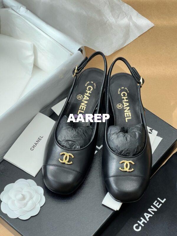 Replica Chanel 24A Calfskin Slingbacks G45768 Black 6