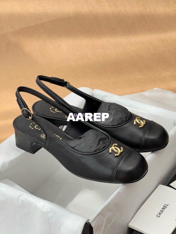 Replica Chanel 24A Calfskin Slingbacks G45768 Black 7