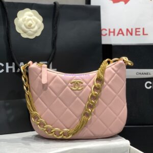 Replica Chanel Hobo Handbag Lambskin AS4220 Light Pink