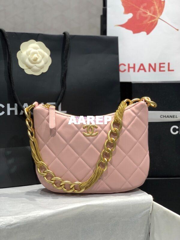 Replica Chanel Hobo Handbag Lambskin AS4220 Light Pink