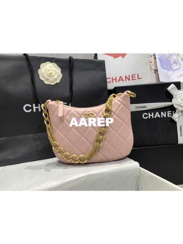 Replica Chanel Hobo Handbag Lambskin AS4220 Light Pink 2