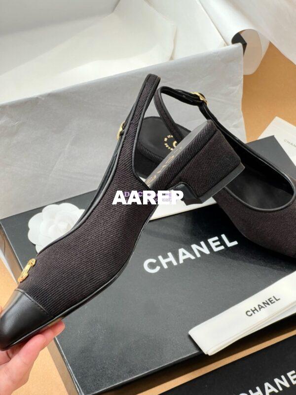 Replica Chanel 24A Wool & Calfskin Slingbacks G45768 Black 8