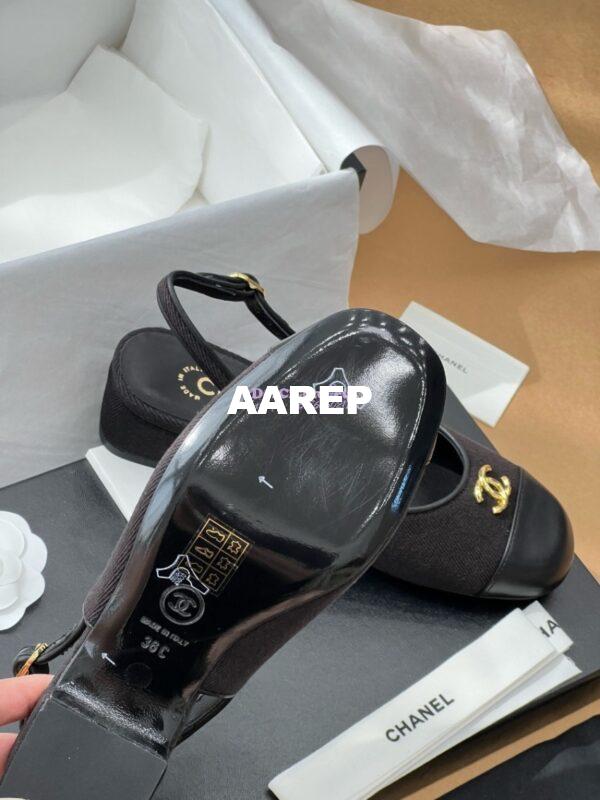 Replica Chanel 24A Wool & Calfskin Slingbacks G45768 Black 9